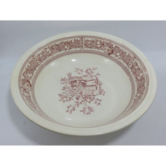 Mother Hubbard Antique Large Bowl Old Hall Earthenware Transferware England 14" - Picture 5 of 10